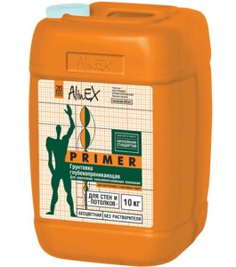 Грунтовка ALINEX Primer для стен и потолков, полимерная, морозостойкая 10кг
