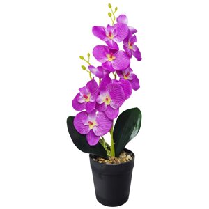 Искусственное растение Орхидея в горшке o12 ПВХ цвет фиолетовый