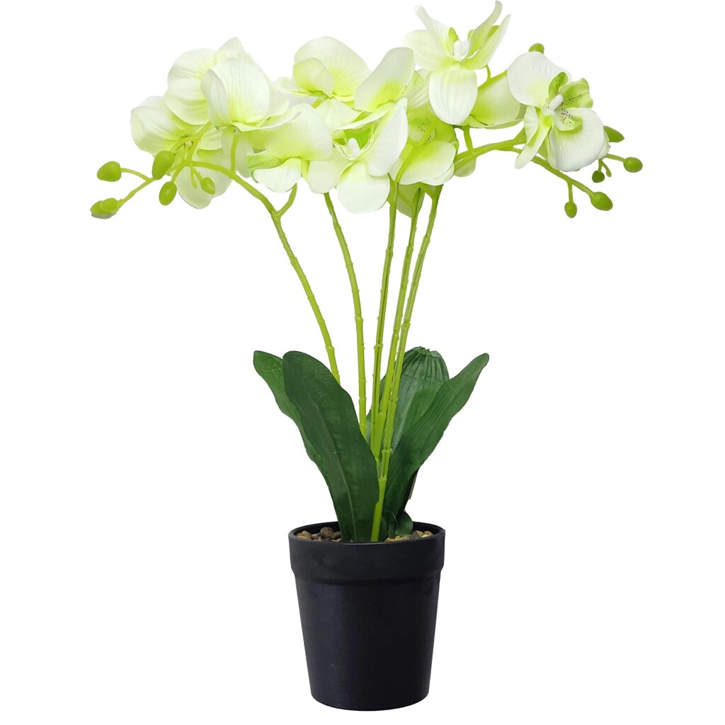Искусственное растение Орхидея в горшке o14 ПВХ цвет зеленый от компании ИП Фомичев - фото 1