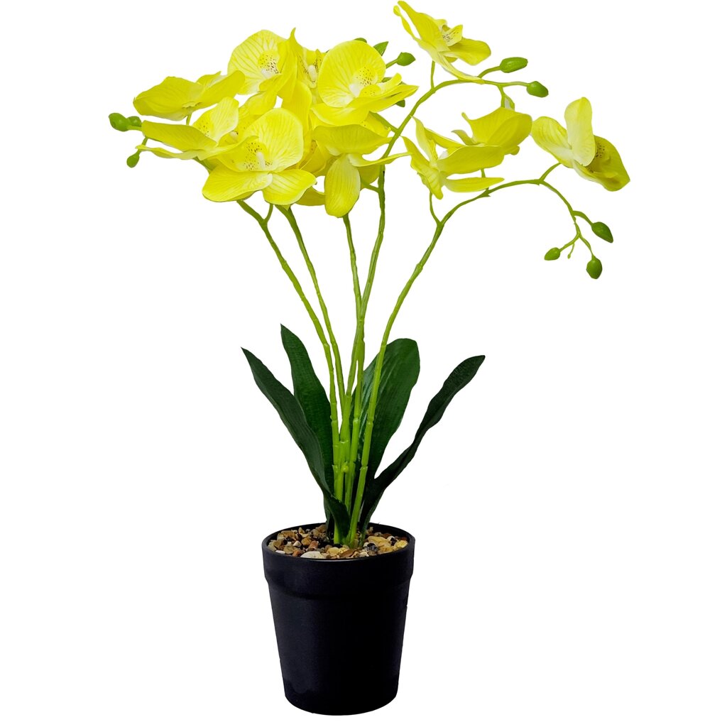 Искусственное растение Орхидея в горшке o14 ПВХ цвет золотой от компании ИП Фомичев - фото 1