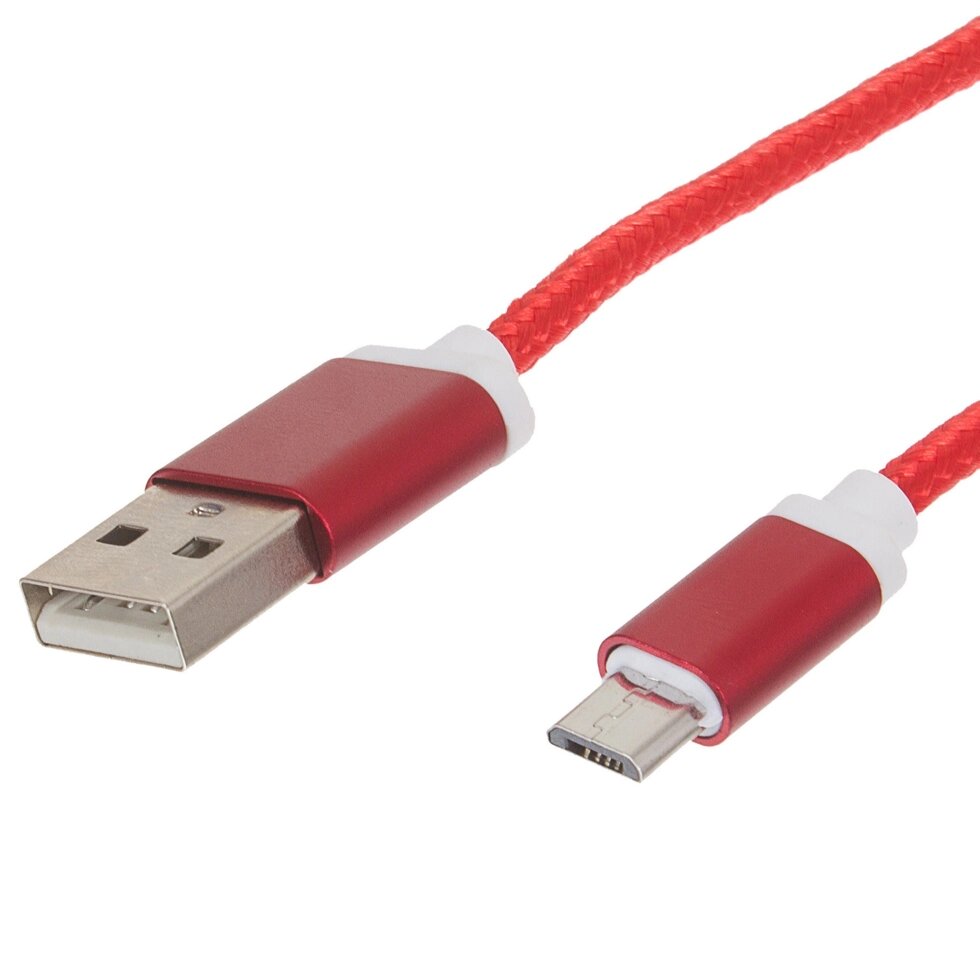 Кабель Oxion USB microUSB 1.5 м, цвет красный от компании ИП Фомичев - фото 1