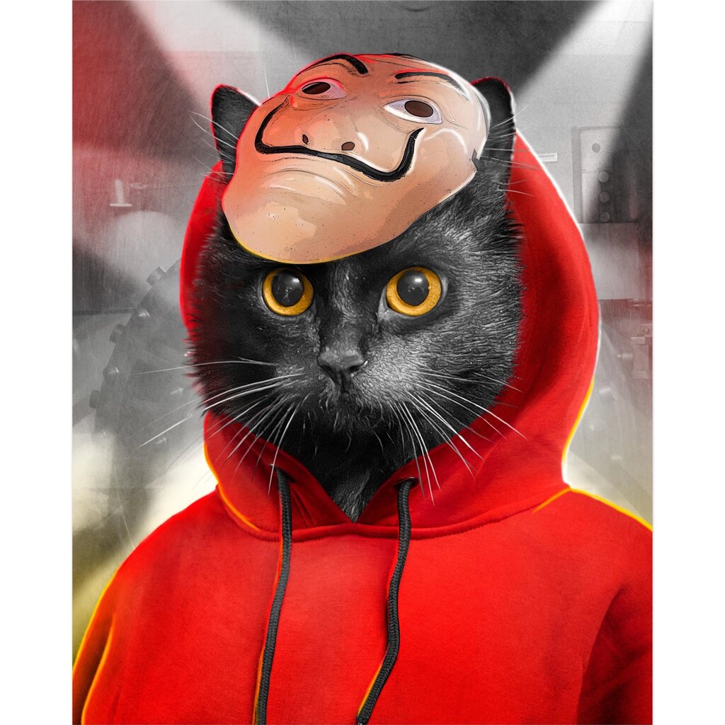 Картина на холсте Кошка в маске 40х50 см от компании ИП Фомичев - фото 1