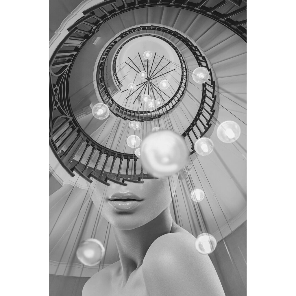 Картина на холсте Круг мыслей 40x60 см цвет черно-белый от компании ИП Фомичев - фото 1