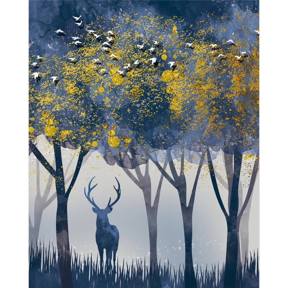 Картина на холсте Постер-лайн Лось в лесу 40x50 см от компании ИП Фомичев - фото 1