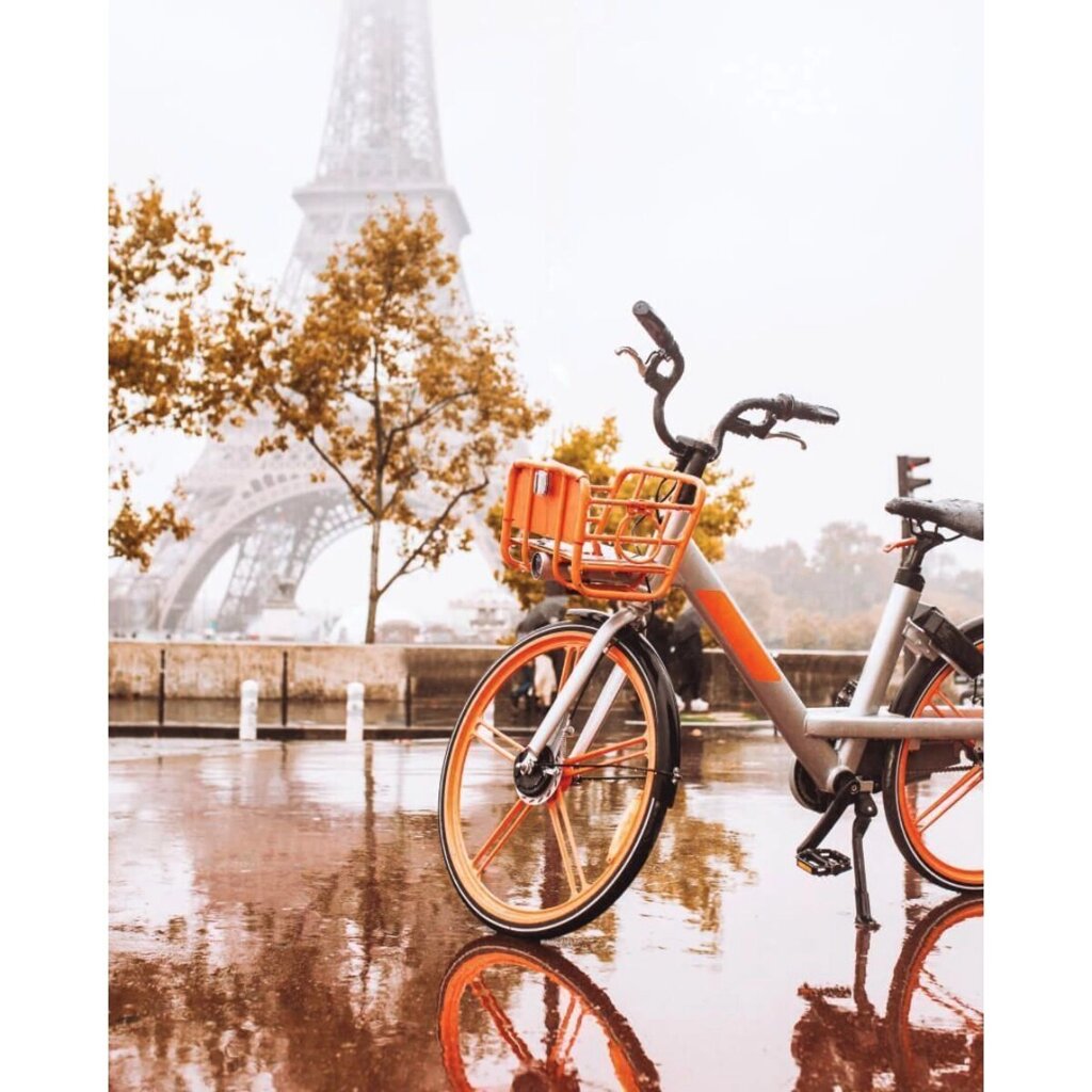 Картина на стекле Велосипед в осеннем Париже 40х50 см AG 40-127 от компании ИП Фомичев - фото 1