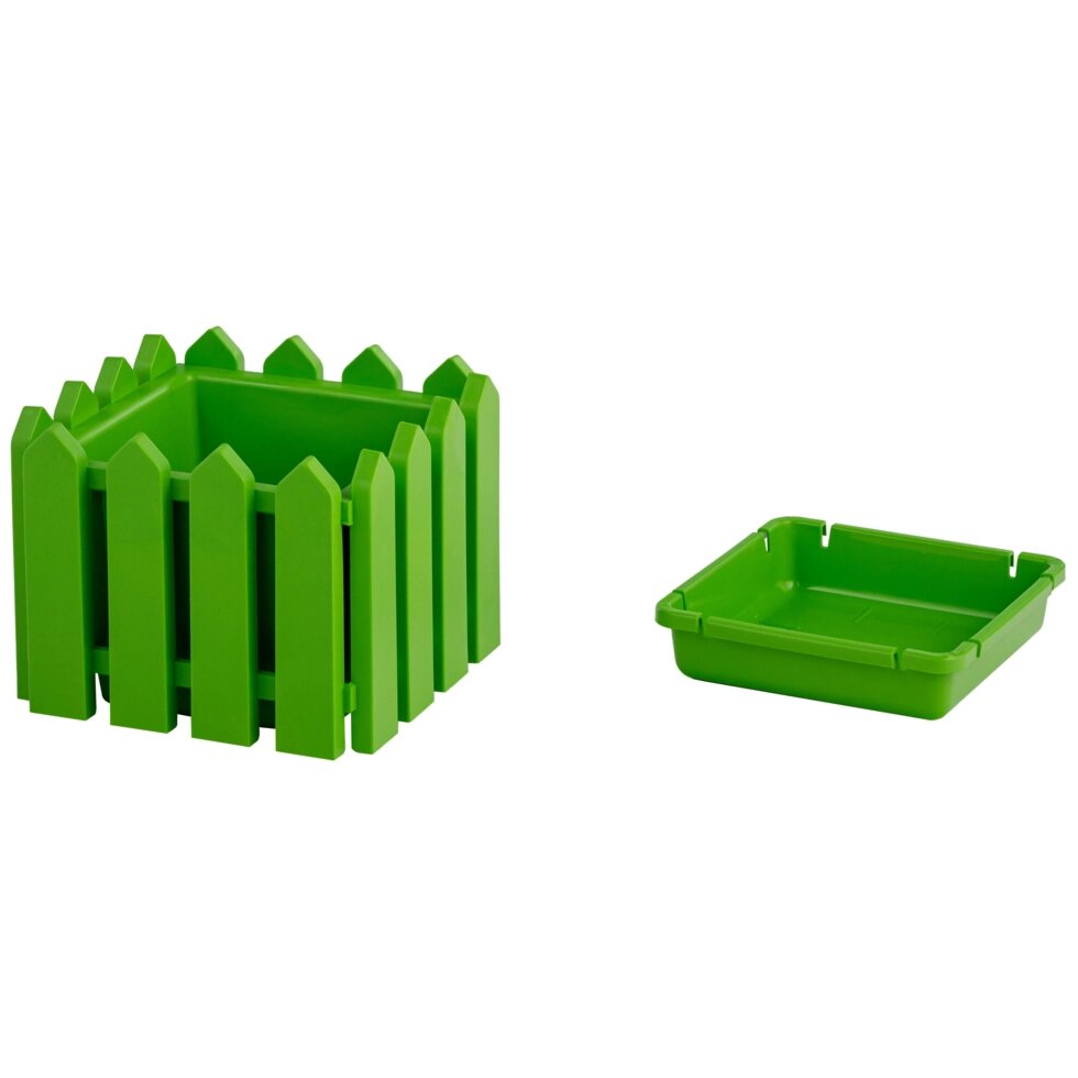 Кашпо для цветов Лардо 19x15x19 см v2.5 л пластик зеленый от компании ИП Фомичев - фото 1