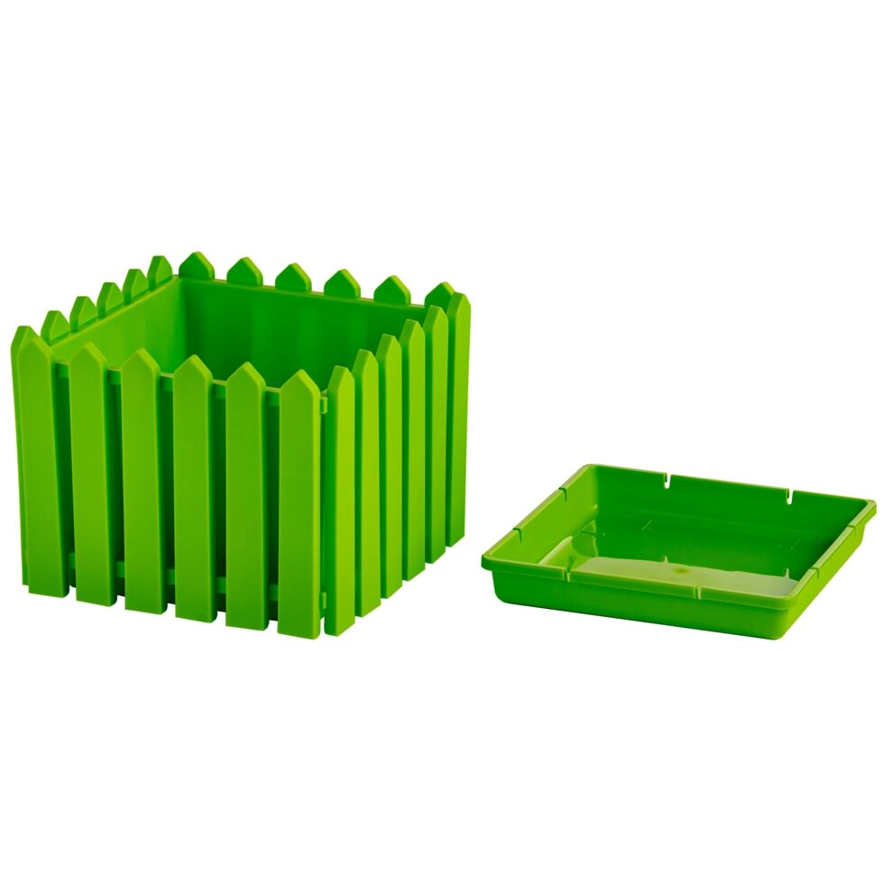 Кашпо для цветов Лардо 28x22x28 см v10 л пластик зеленый от компании ИП Фомичев - фото 1