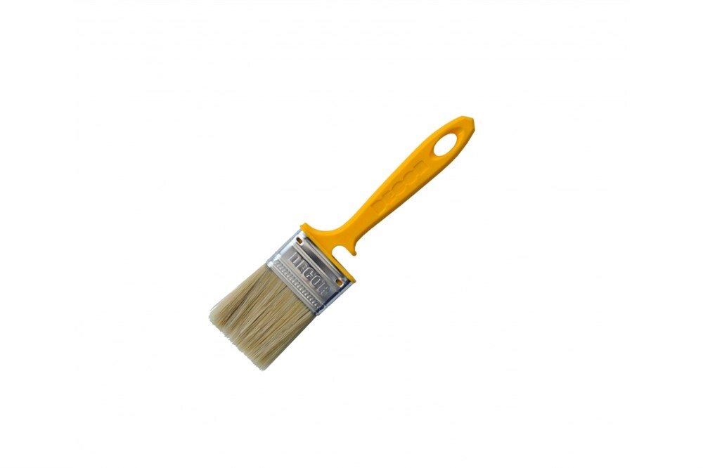 Кисть DECOR плоская Хит 35 мм, светлая смешанная щетина, желтая пласт. Ручка 713-035 от компании ИП Фомичев - фото 1