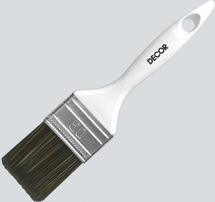 Кисть DECOR плоская PROFI для лака 35х15мм, темная синтет. щетина, пластиковая ручка 730-038 от компании ИП Фомичев - фото 1