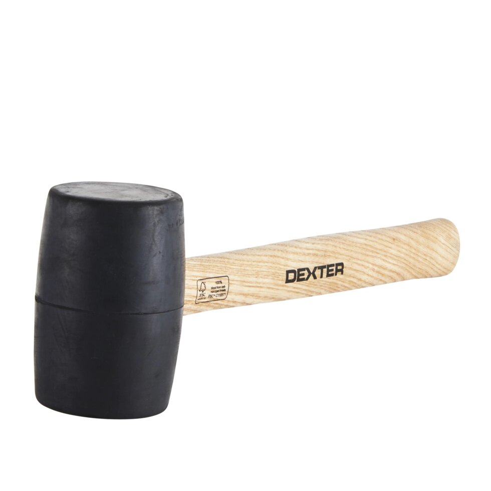 Киянка Dexter 450 г резиновая, деревянная ручка, цвет черный от компании ИП Фомичев - фото 1