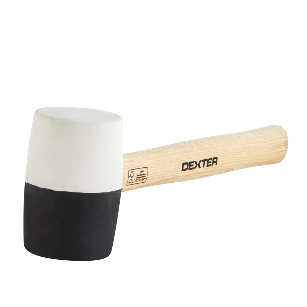 Киянка Dexter 450 г резиновая с деревянной ручкой, цвет чёрно-белый от компании ИП Фомичев - фото 1