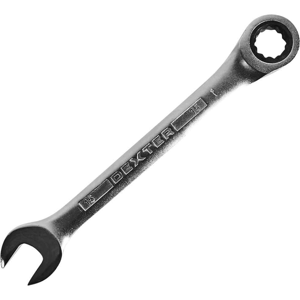 Ключ комбинированный Dexter с трещоткой, 15 мм от компании ИП Фомичев - фото 1