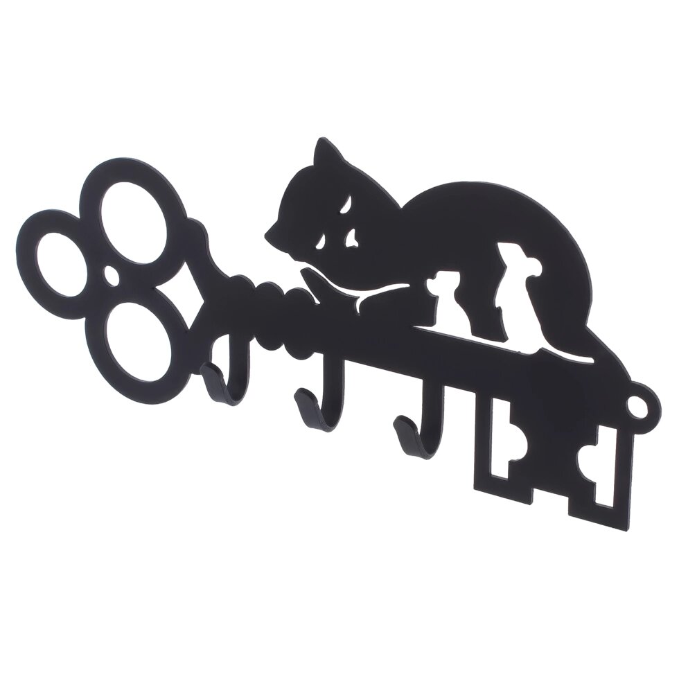 Ключница DuckandDog «Кот», 190х99х19 мм, сталь, цвет чёрный матовый от компании ИП Фомичев - фото 1