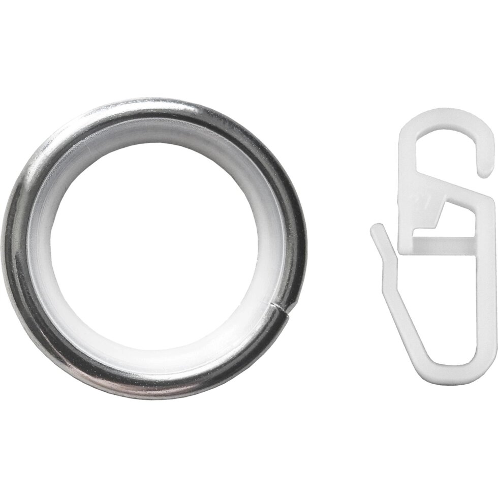Кольцо с крючком металл цвет хром, 2 см, 10 шт. от компании ИП Фомичев - фото 1