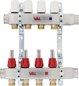 Коллекторная группа Valtec со встроенными расходомерами, 1х3/4, 4 выхода, евроконус VTc. 586. EMNX. 0604