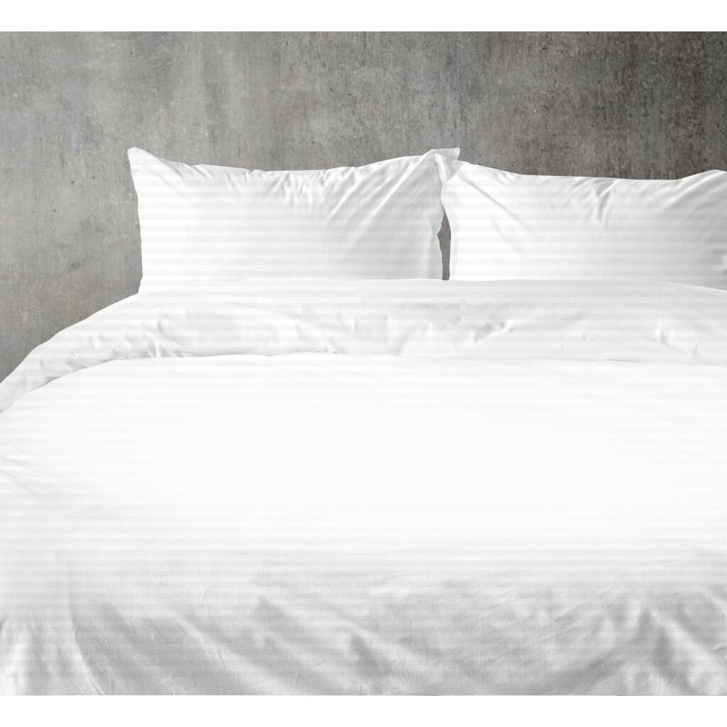 Комплект постельного белья двуспальный перкаль (страйп) белый от компании ИП Фомичев - фото 1