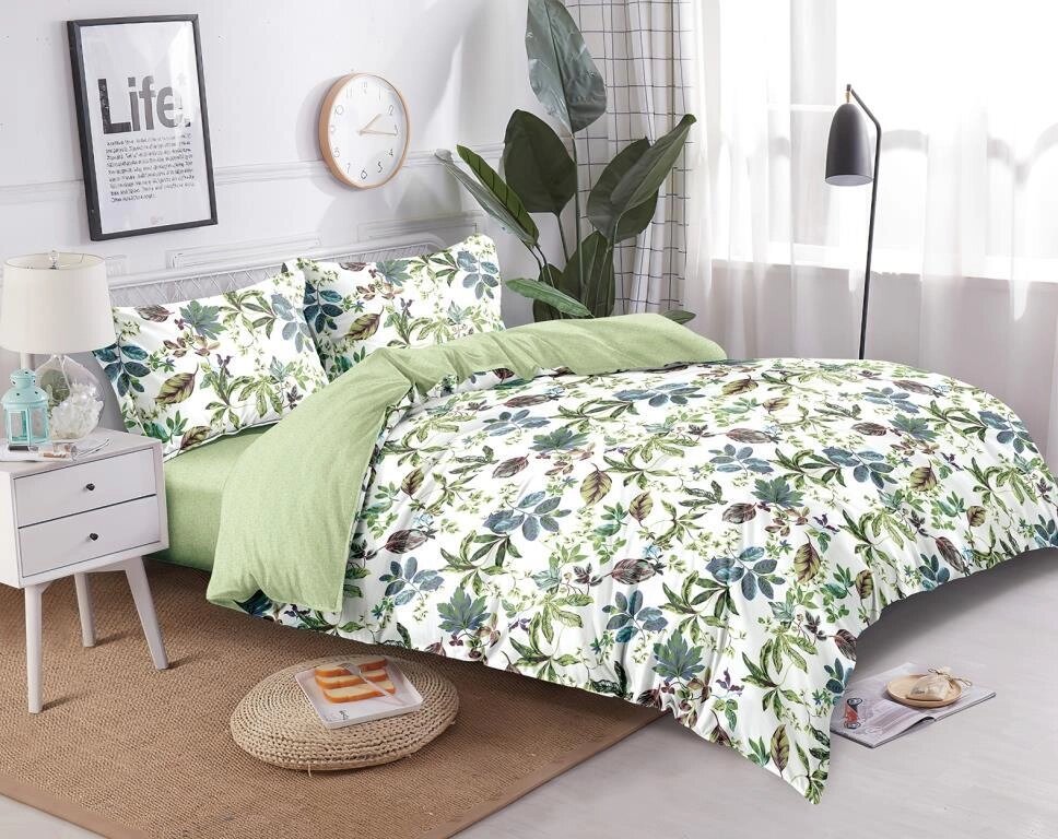 Комплект постельного белья «Эко» евро сатин зелёный от компании ИП Фомичев - фото 1