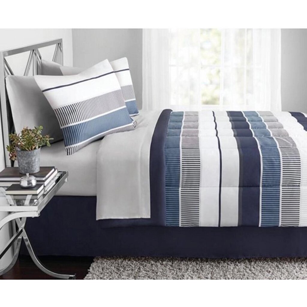 Комплект постельного белья Mona Liza Stripes полутораспальный бязь синий от компании ИП Фомичев - фото 1