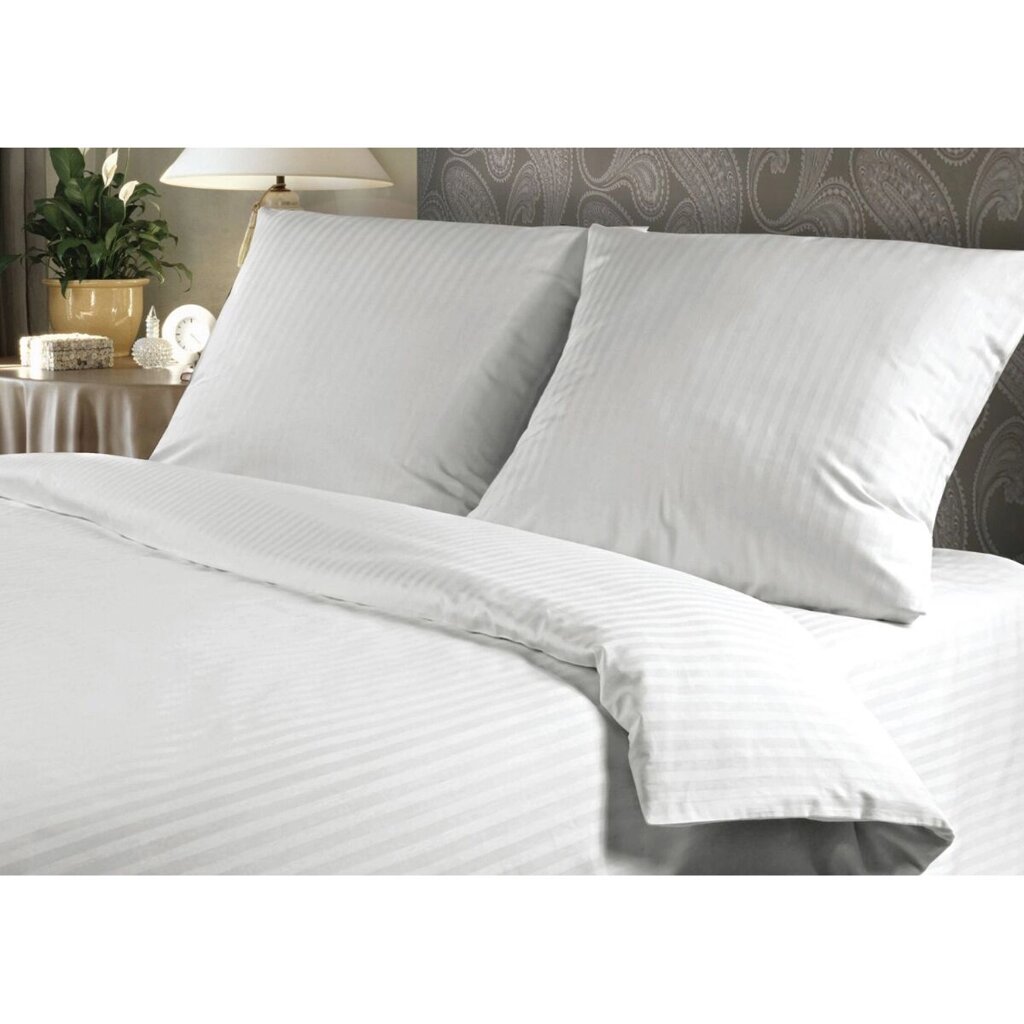 Комплект постельного белья "Verossa" Royal 1,5 сп 70х70 см страйп белый от компании ИП Фомичев - фото 1