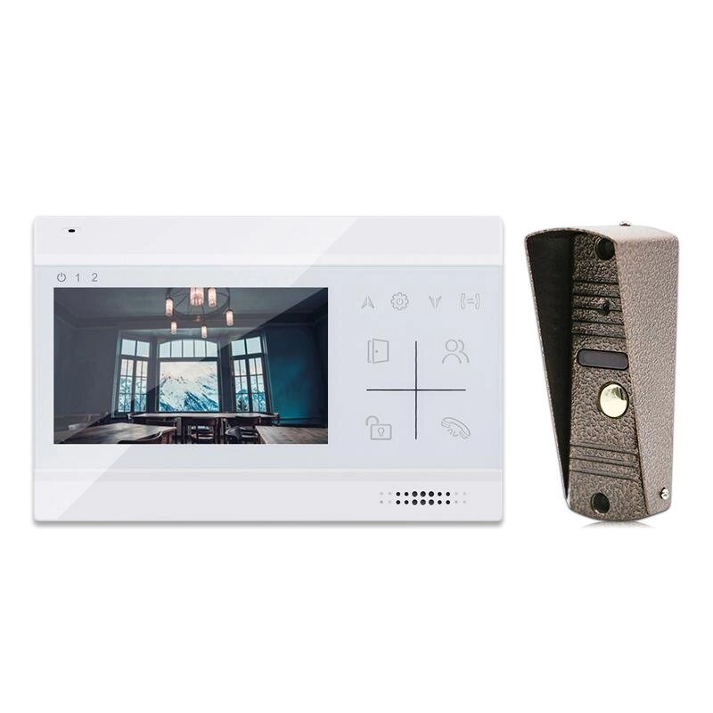 Комплект видеодомофона Skybeam 94403MP_94201 Hermes: вызывная панель и экран 4.3, цвет белый от компании ИП Фомичев - фото 1