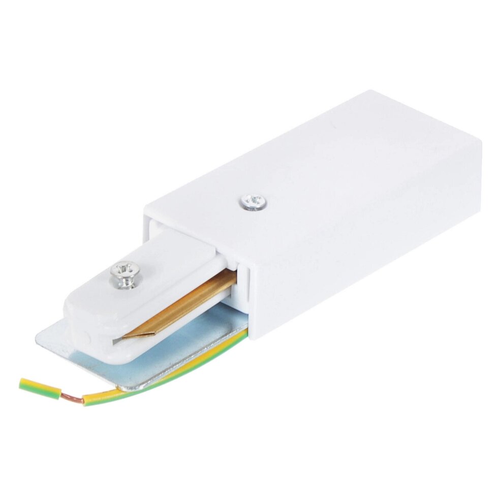 Коннектор для подключения трекового шинопровода к сети через кабель, цвет белый от компании ИП Фомичев - фото 1