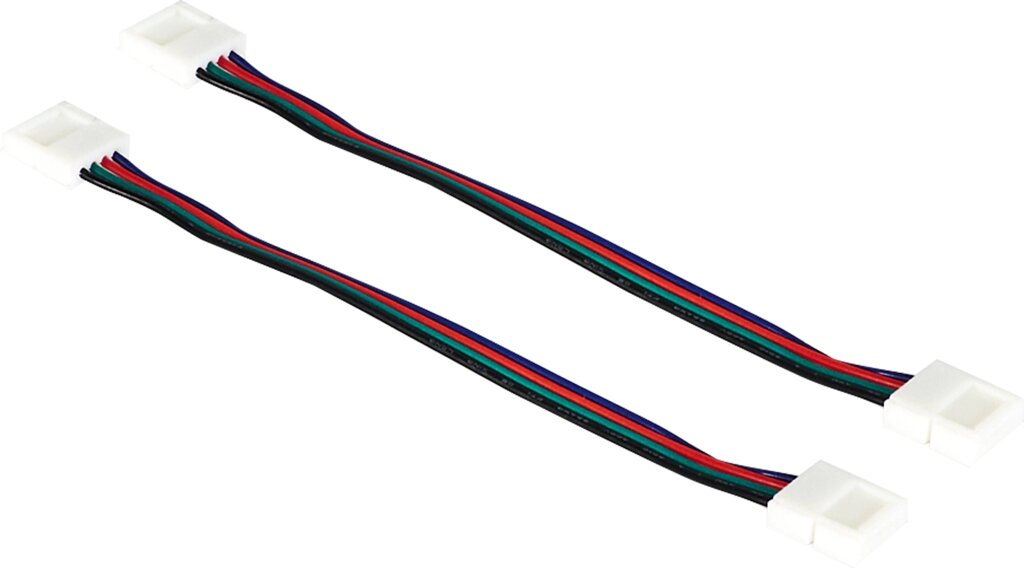 Коннекторы для RGB светодиодной ленты 5050 12-24 В 10 мм IP20 2 клипсы с проводами, контакты по центру от компании ИП Фомичев - фото 1