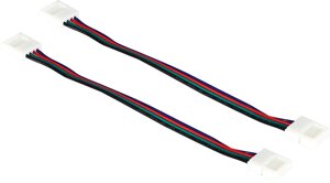 Коннекторы для RGB светодиодной ленты 5050 12-24 В 10 мм IP20 2 клипсы с проводами, контакты по центру