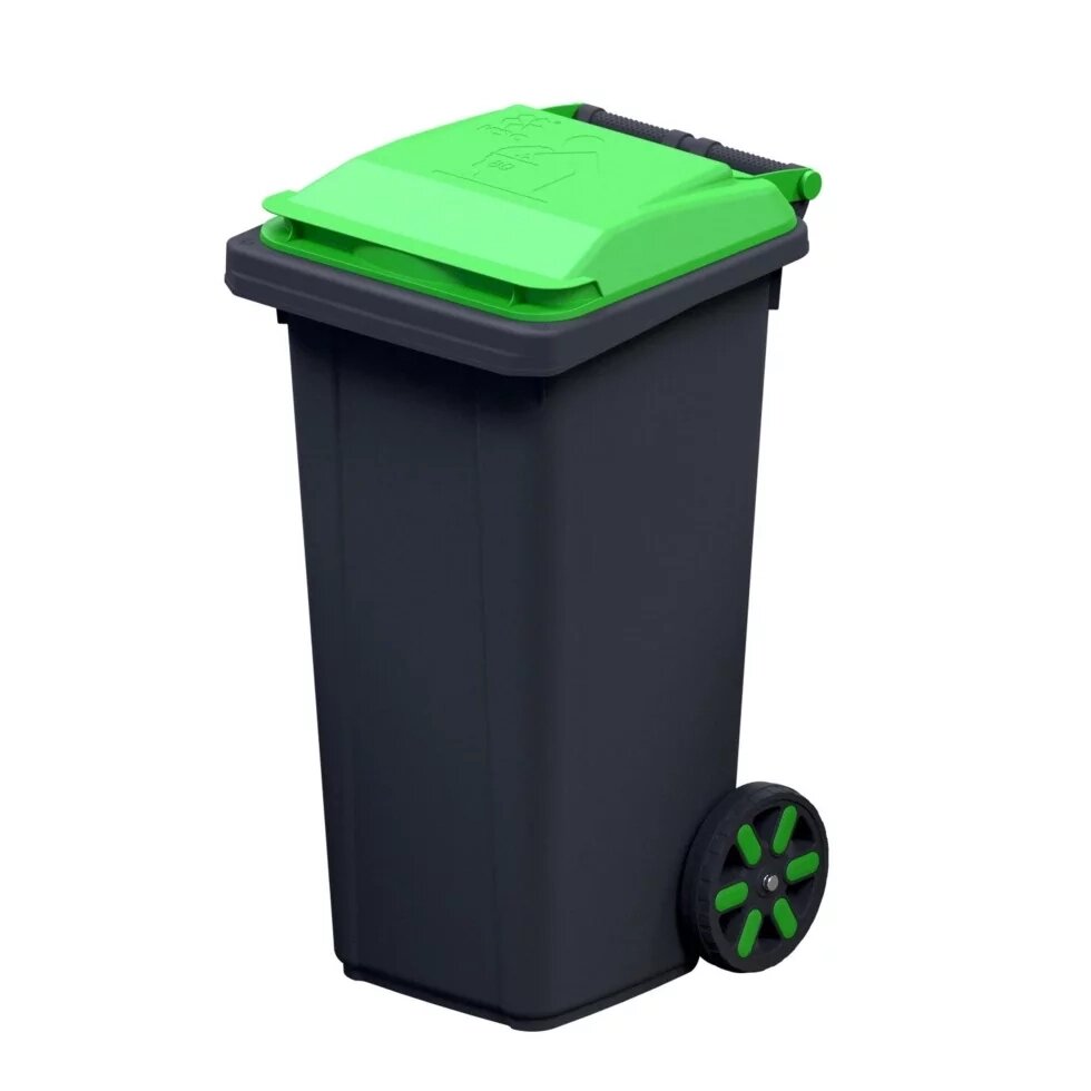 Контейнер для мусора 120 л, пластик, цвет зелёный/чёрный от компании ИП Фомичев - фото 1