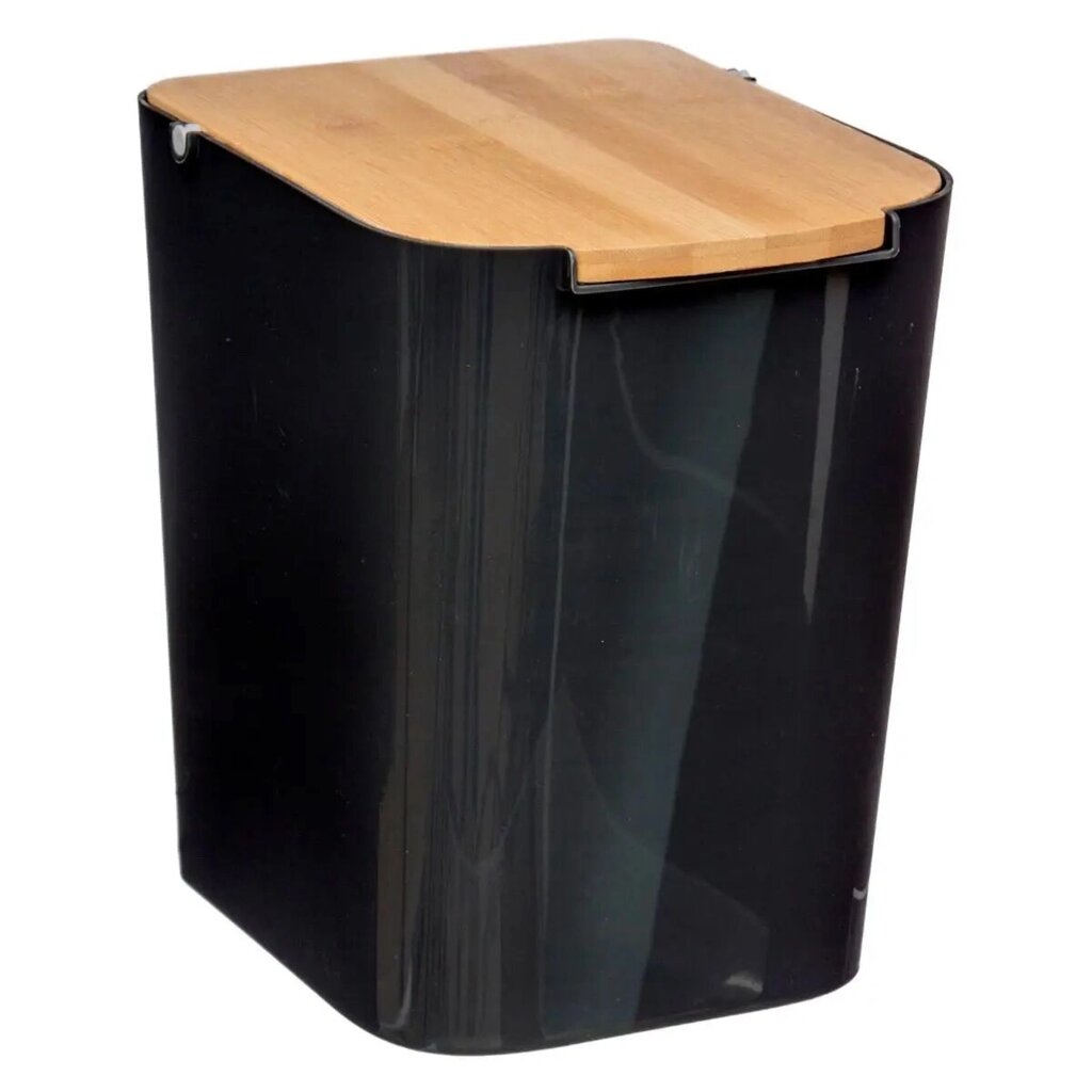 Контейнер для мусора 5Five 5л черный с бамбуковой крышкой 155924C от компании ИП Фомичев - фото 1
