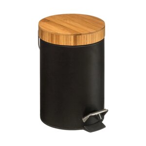 Контейнер для мусора 5Five с бамбуковой крышкой черный 3л 140801N