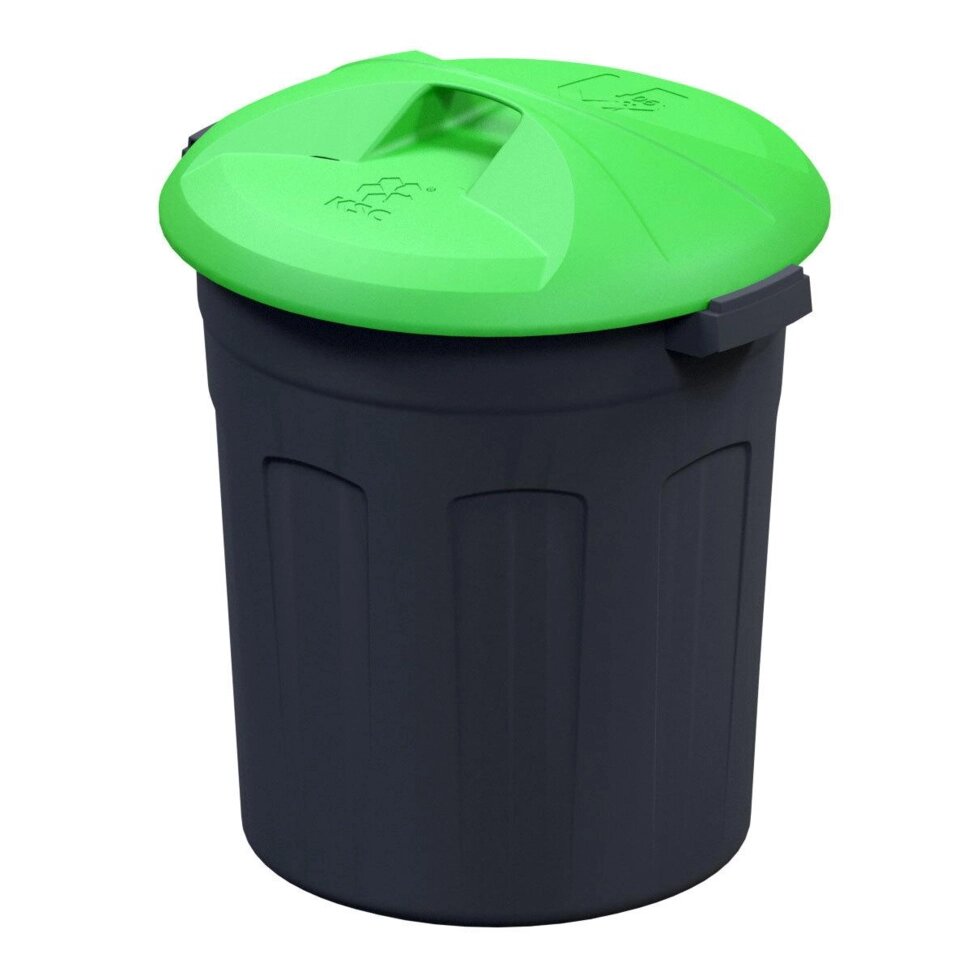 Контейнер для мусора 90 л, пластик, цвет зелёный/чёрный от компании ИП Фомичев - фото 1