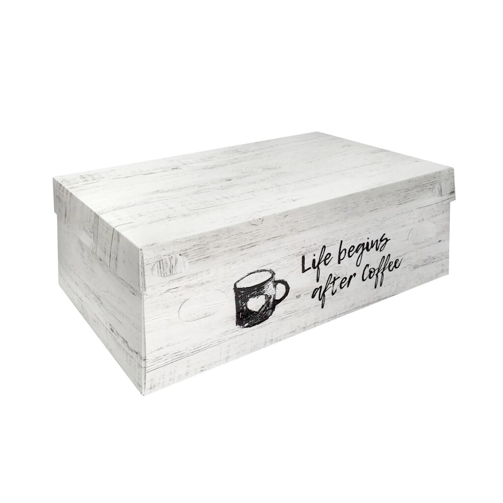 Коробка для хранения Графио 02 33x20x13 см полипропилен бело-черный от компании ИП Фомичев - фото 1