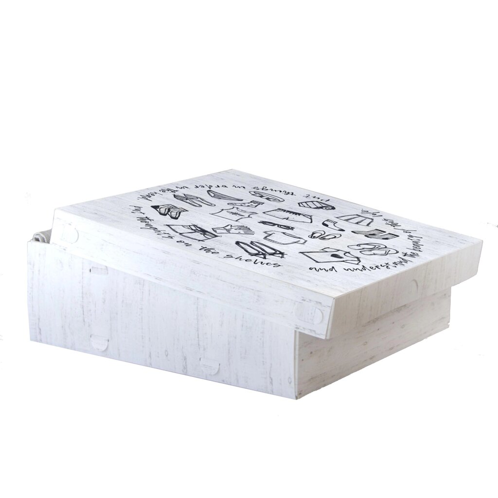 Коробка для хранения Графио 04 30.5x30.5x10 см полипропилен бело-черный от компании ИП Фомичев - фото 1