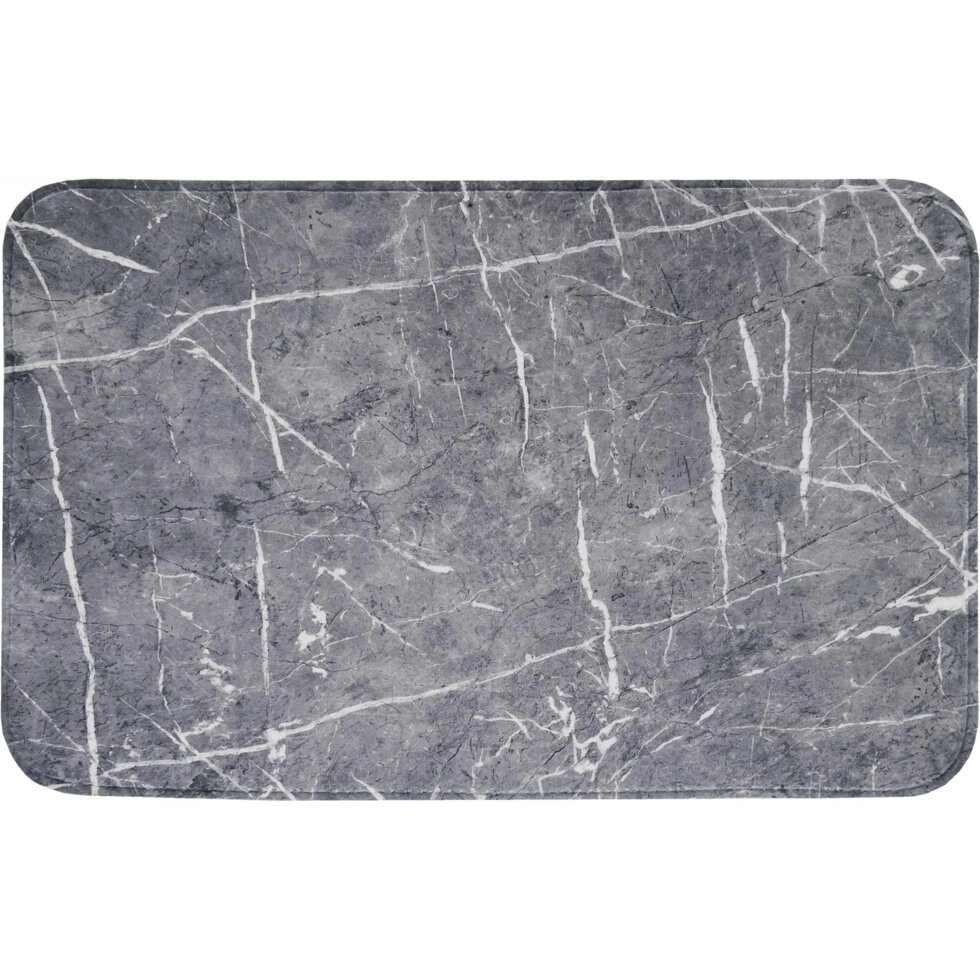 Коврик для ванной комнаты Swensa Marble 80x50 см цвет тёмно-серый от компании ИП Фомичев - фото 1