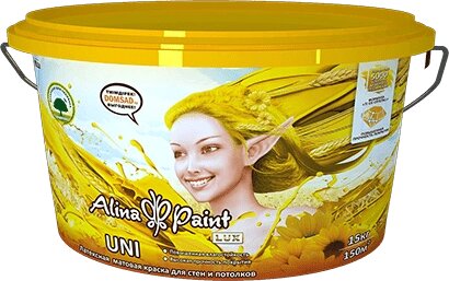 Краска ALINA PAINT водоэмульсионная моющаяся UNI 15кг от компании ИП Фомичев - фото 1