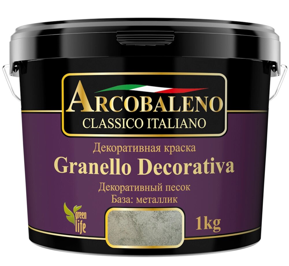 Краска декоративная РАДУГА Arcobaleno Granello Decorativa База металлик (1кг) от компании ИП Фомичев - фото 1