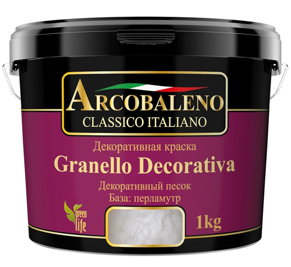 Краска декоративная РАДУГА Arcobaleno Granello Decorativa База перламутр (1кг) от компании ИП Фомичев - фото 1