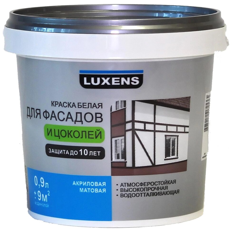 Краска для фасадов и цоколей Luxens база А 0.9 л от компании ИП Фомичев - фото 1