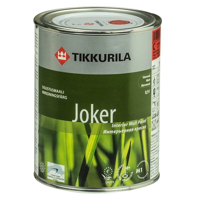 Краска для колеровки водно-дисперсионная Tikkurila Joker прозрачная база С 0.9 л от компании ИП Фомичев - фото 1