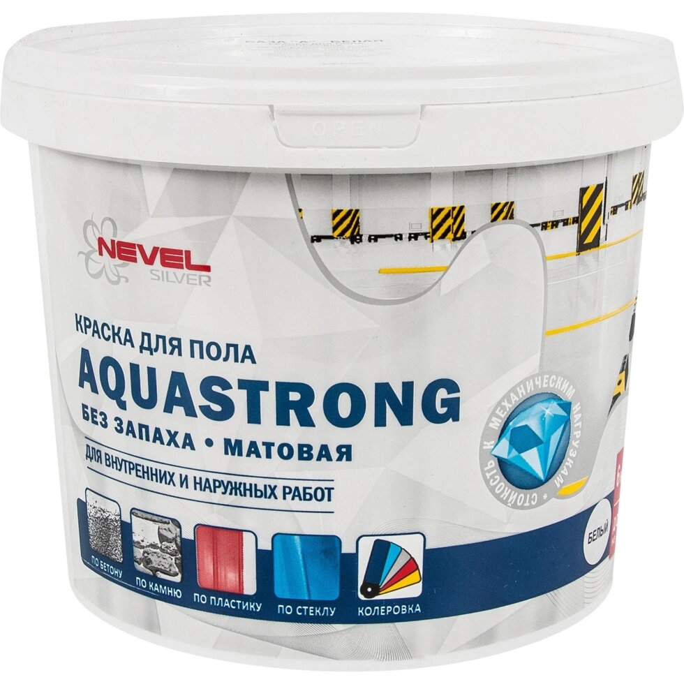 Краска для пола Aquastrong 6 кг цвет белый от компании ИП Фомичев - фото 1