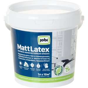 Краска для стен и потолков Jobi «Mattlatex», база А, 1 л