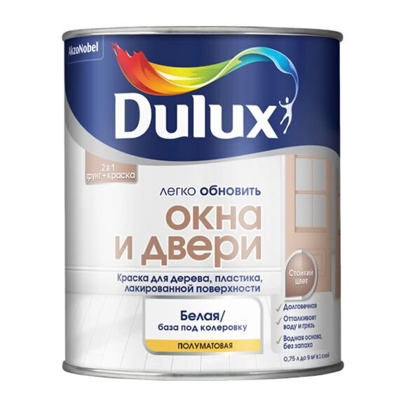 Краска Dulux Окна и Двери п/мат BW 0,75л от компании ИП Фомичев - фото 1