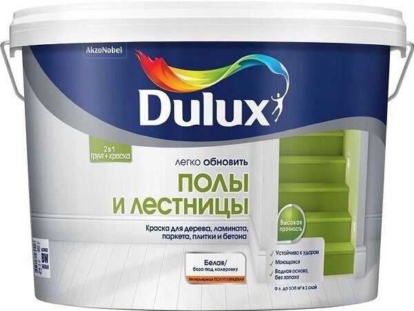 Краска Dulux Полы и Лестницы п/глянц BW 9л 5327465 от компании ИП Фомичев - фото 1