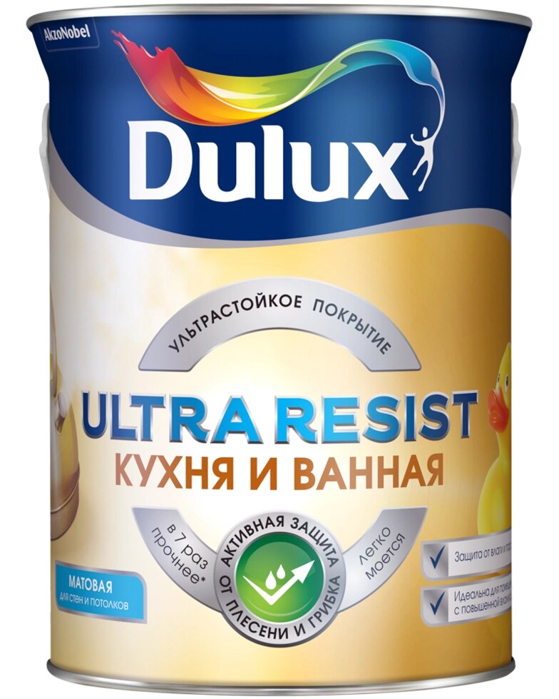 Краска Dulux Ultra Resist Кухня и ванная мат 5л 5255539 от компании ИП Фомичев - фото 1