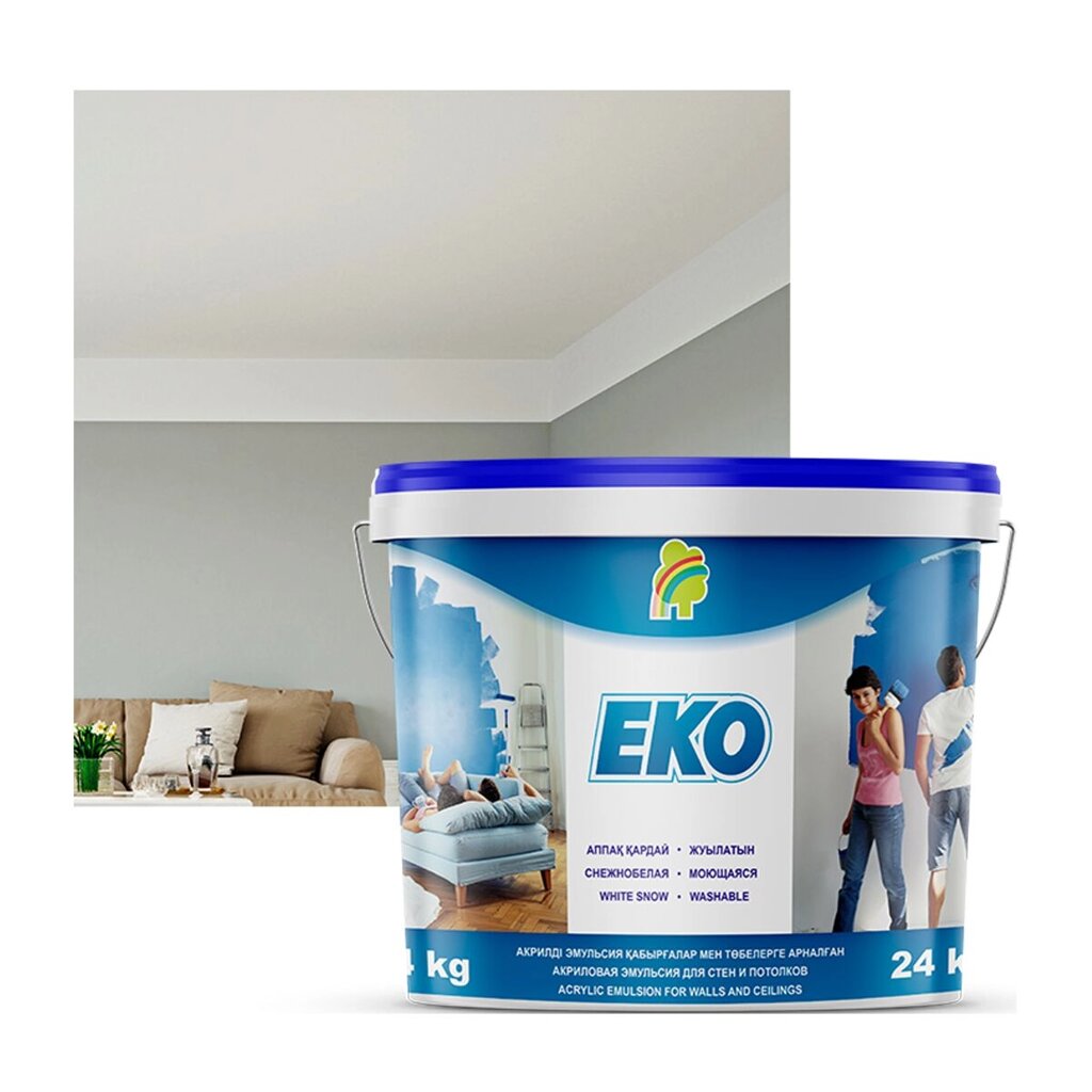 Краска "EKO" для стен и потолков моющаяся акриловая 1,3 кг от компании ИП Фомичев - фото 1