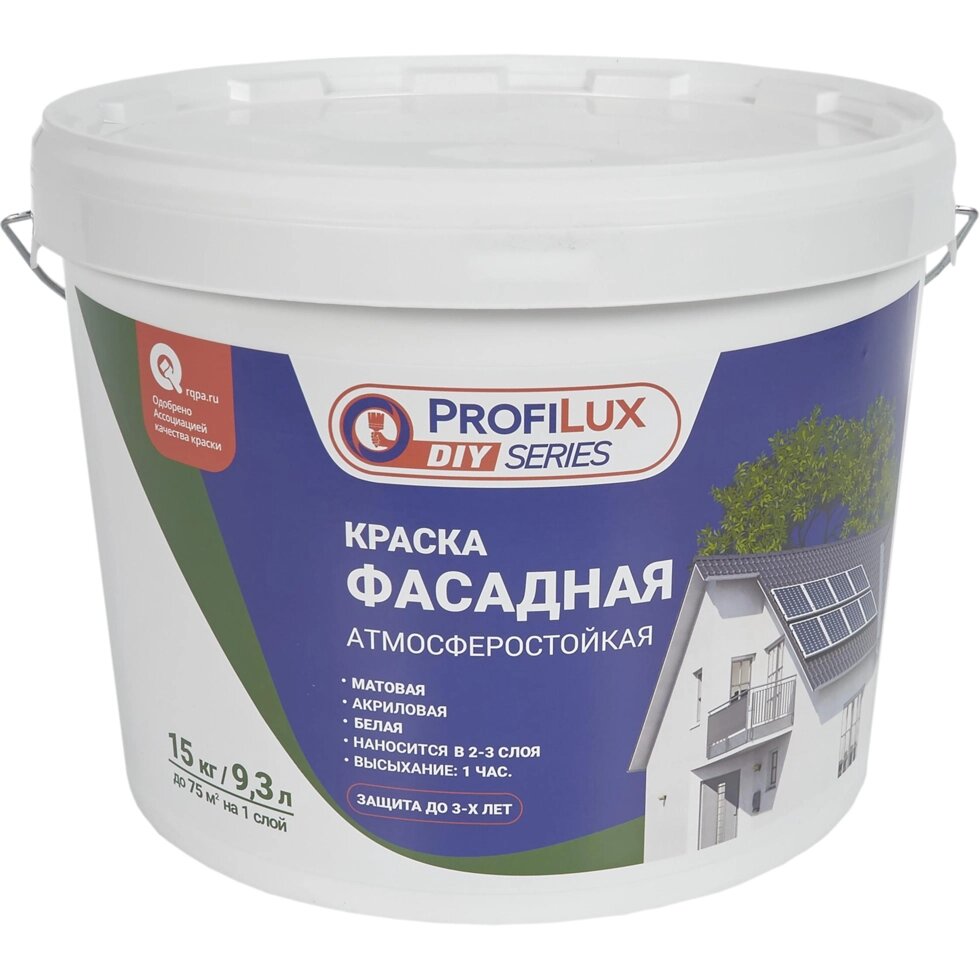 Краска фасадная Profilux 15 кг цвет белый от компании ИП Фомичев - фото 1