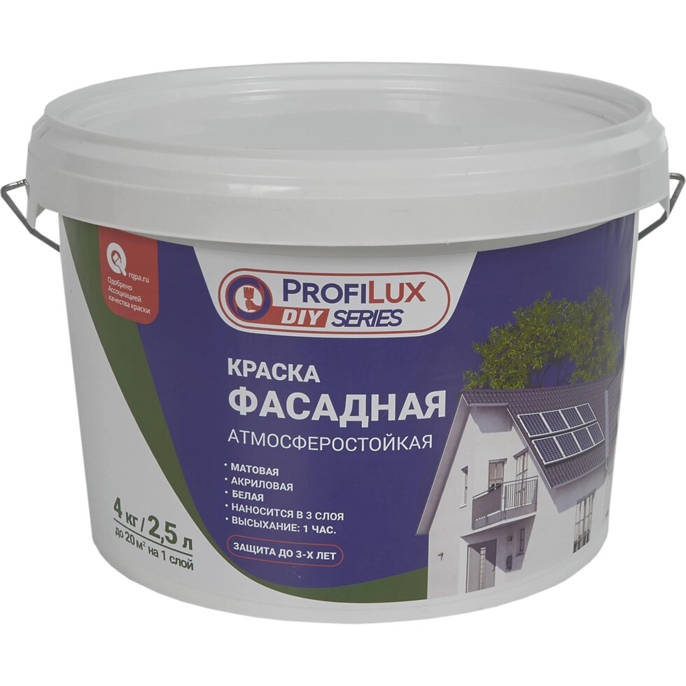 Краска фасадная Profilux 4 кг цвет белый от компании ИП Фомичев - фото 1