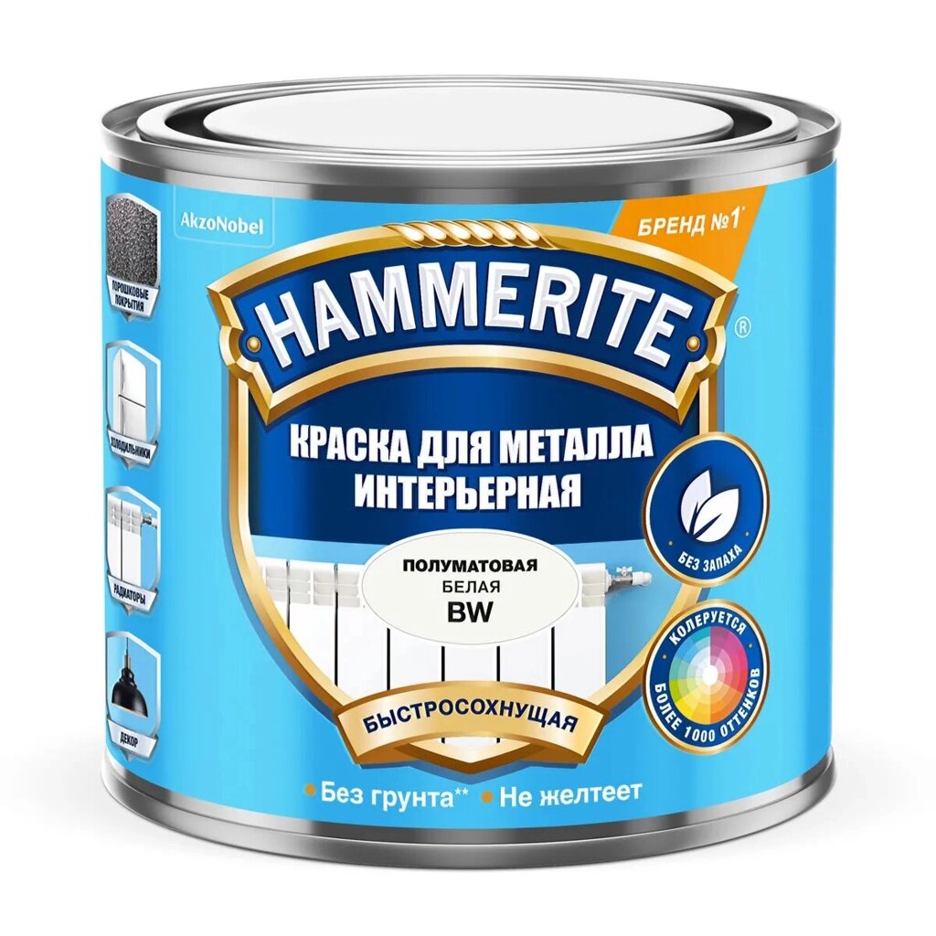 Краска HAMMER д/мет интерьерная BW 0,5л от компании ИП Фомичев - фото 1