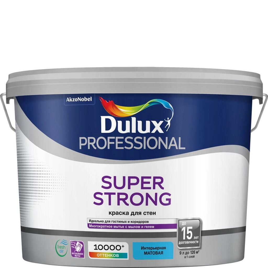 Краска водно-дисперсионная для стен и потолков Dulux Professional Super Strong цвет белый 9 л от компании TOO RT UNIVERSAL GROUP - фото 1