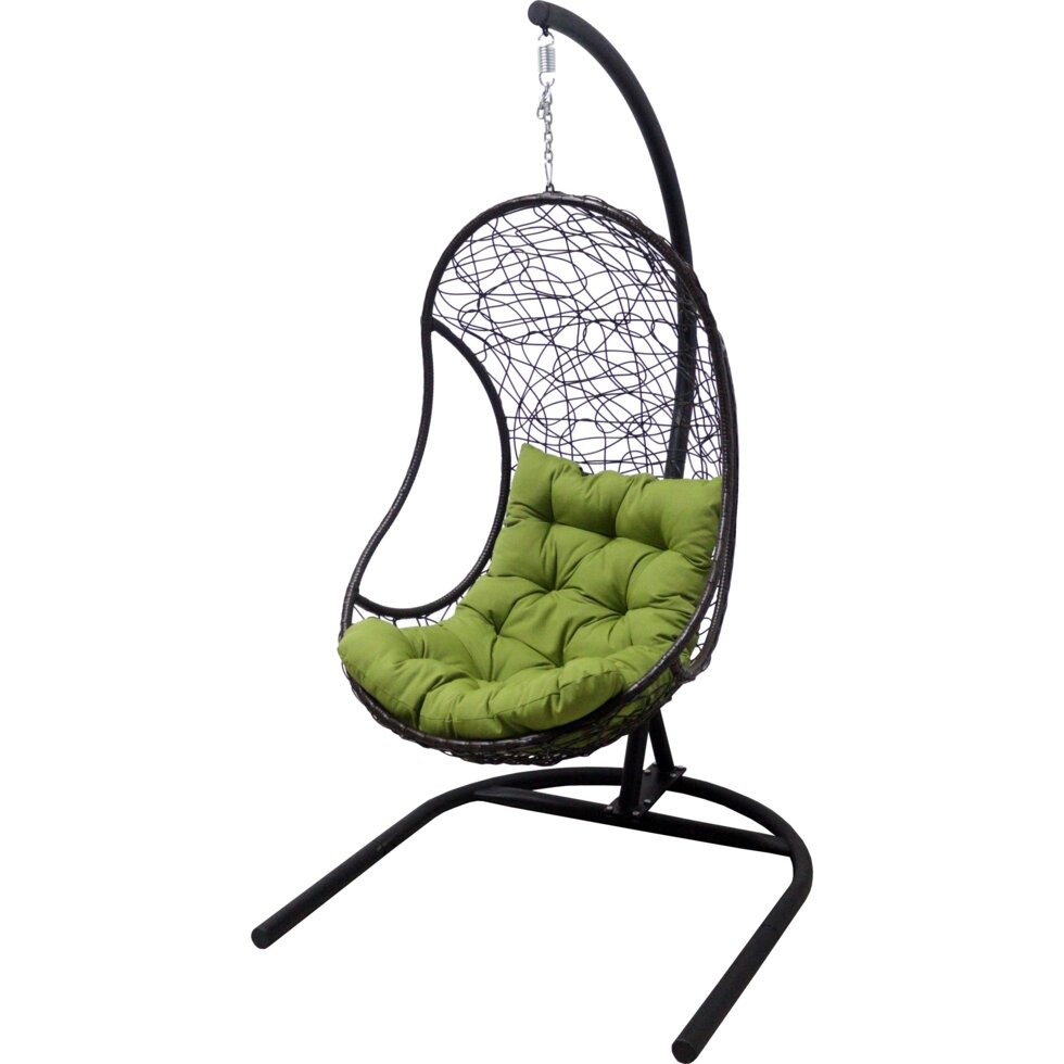 Кресло подвесное с опорой Bliss 102x200x126 см, искусственный ротанг, тёмно-коричневый/оливковый от компании ИП Фомичев - фото 1